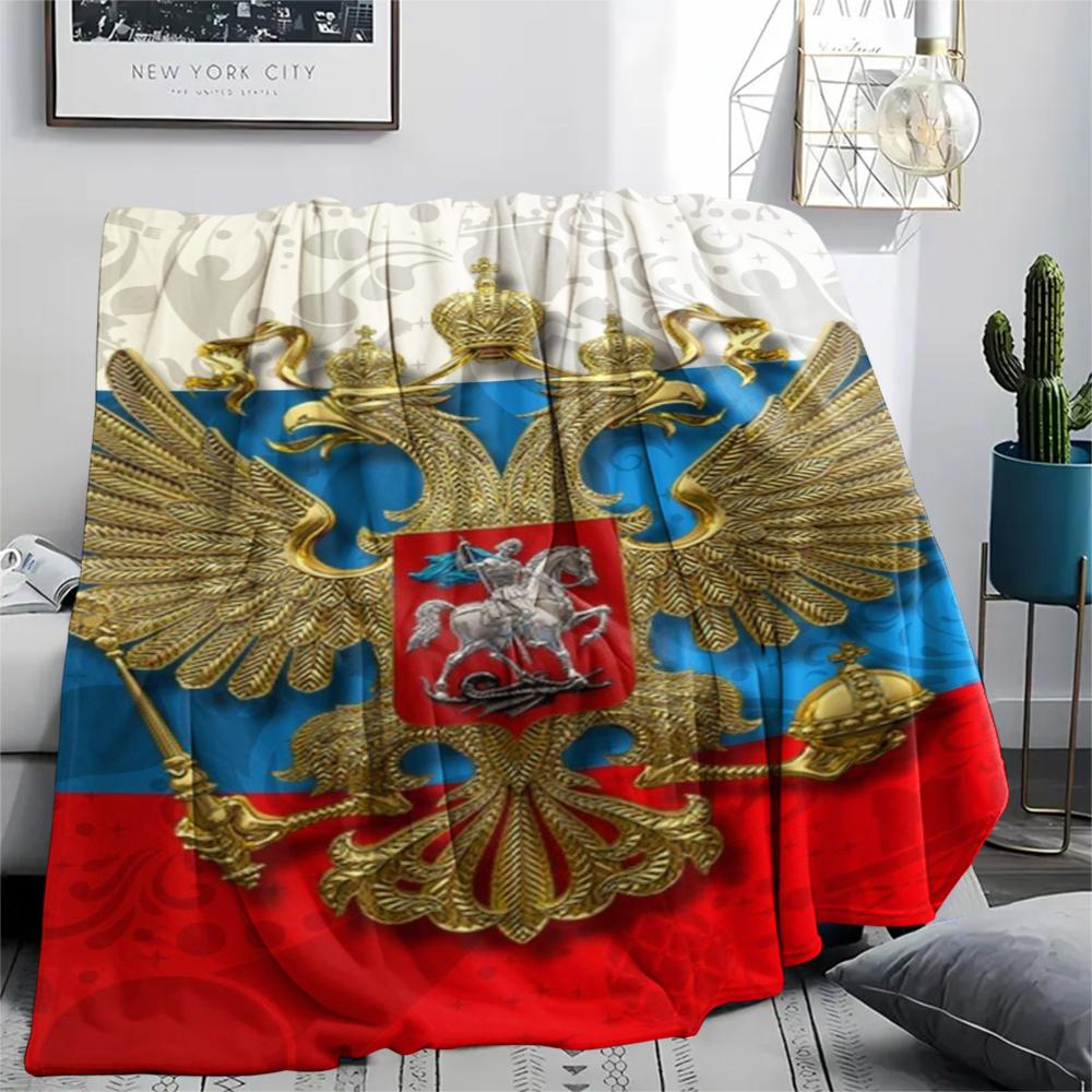 1PC Russian Double Print Flannel Blanket, High quality Comfortable for All Seasons, Home Decor, Warmth and Comfort, Perfect for Christmas Gifts138