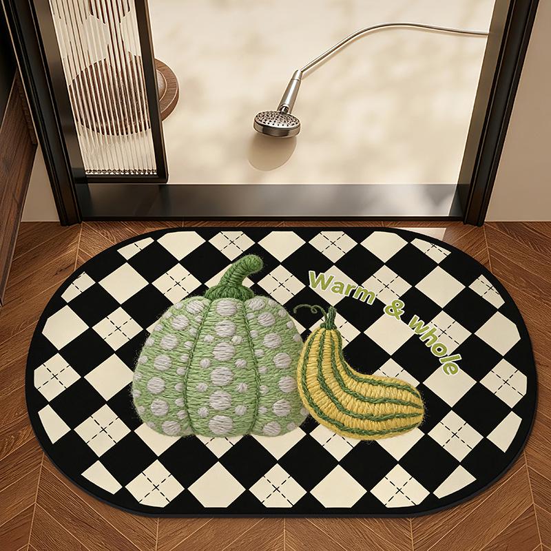 Colorful Pumpkin Anti-slip Bathroom Mat – Water Absorbent Decorative Floor Rug