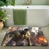 A Printed Floor Mat Featuring Iron 'S Armor with Flame Effects, Suitable for Living Rooms, Bedrooms, And Game Rooms. It Can Be