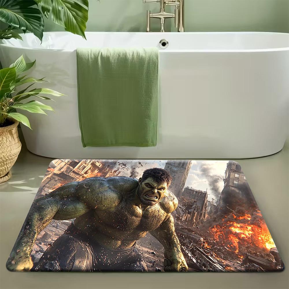 A Printed Floor Mat Featuring Iron 'S Armor with Flame Effects, Suitable for Living Rooms, Bedrooms, And Game Rooms. It Can Be