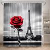 Rideau de douche Tour Eiffel Paris Paysage urbain européen Peinture à l'huile Décor romantique de baignoire Rideau de bain moderne en polyester avec crochets