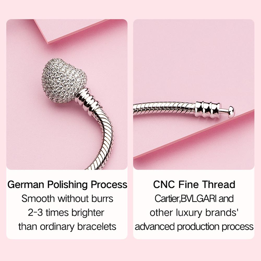 Silver Plated Fashion Women Bracelets Heart Clasp Snake Chain Basic Charms Bead Making Bracelet Diy Jewelry Gift