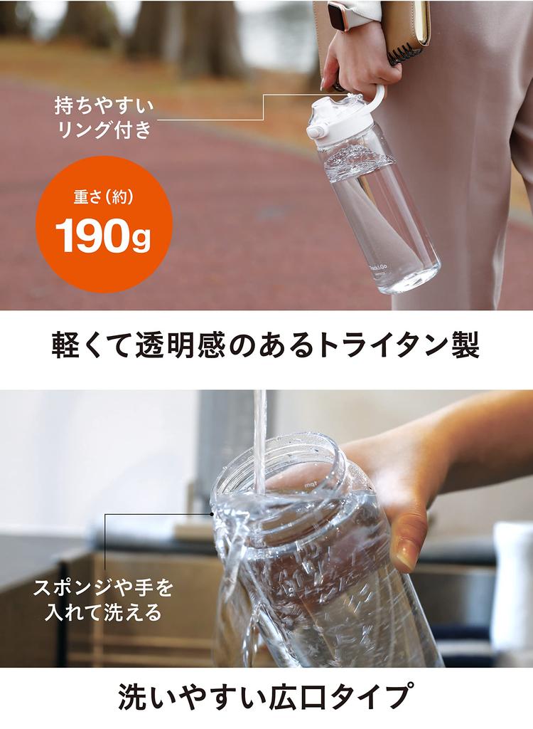 CB Japan Santeco Track and Go Water Bottle with Time Marker and Memo Tritan Pad, Gray, One-Touch, Lightweight,