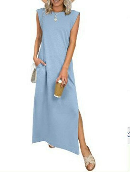 Women s Summer Casual Loose Long Dress - 2026 Trend Extra Large небесно-голубой