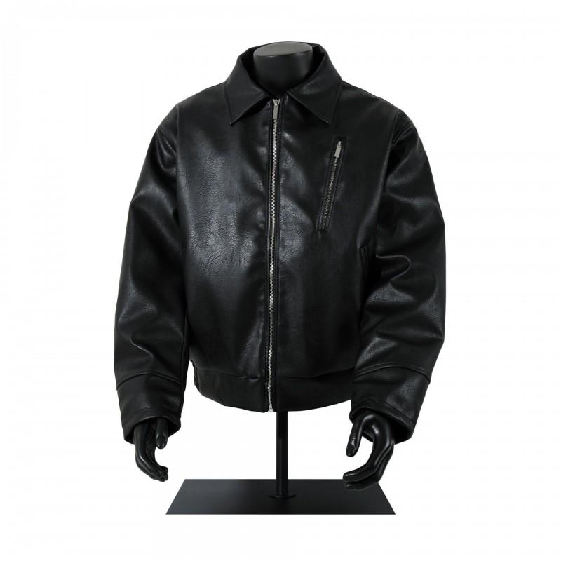 Mens Winter Faux Leather Jacket Loose Fit Casual Streetwear Coat Youth