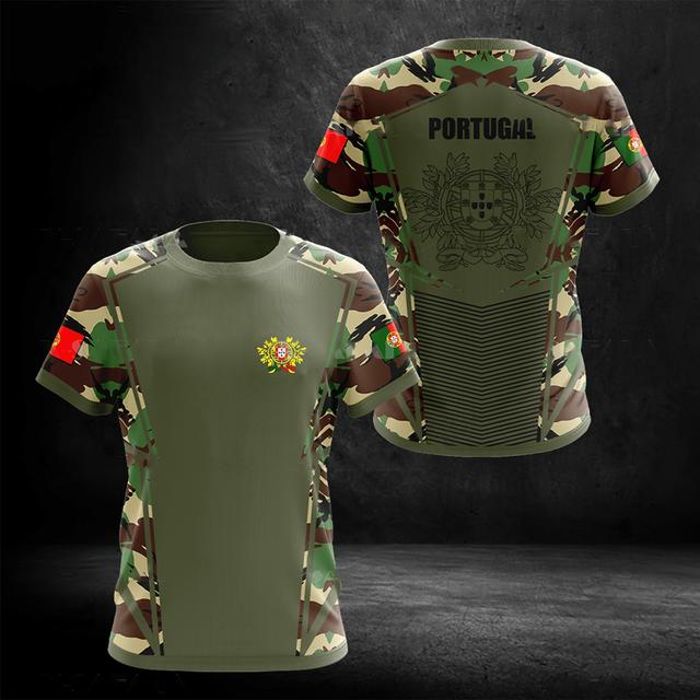 Tricou pentru bărbați, culoarea drapelului Portugaliei, cu imprimare a emblemei naționale, îmbrăcăminte unisex, de vară, cu mânecă scurtă, cămașă Memorială pentru bărbați.