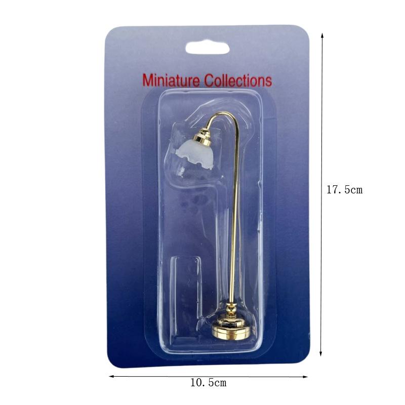 1Pcs 1: 12 Dollhouse Mini Golden White Cover Floor Lamp Model Simulation Miniature Flower Bud Standing Light Led Ornament Toys