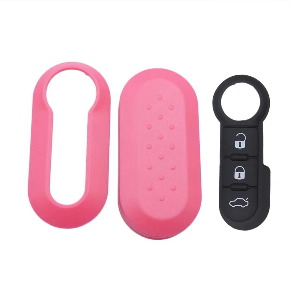 Remote Flip Key Shell Case Car Key Pad for Fiat 500 Panda Punto Bravo Replacement Key Case 3 Buttons Rubber Button Pad