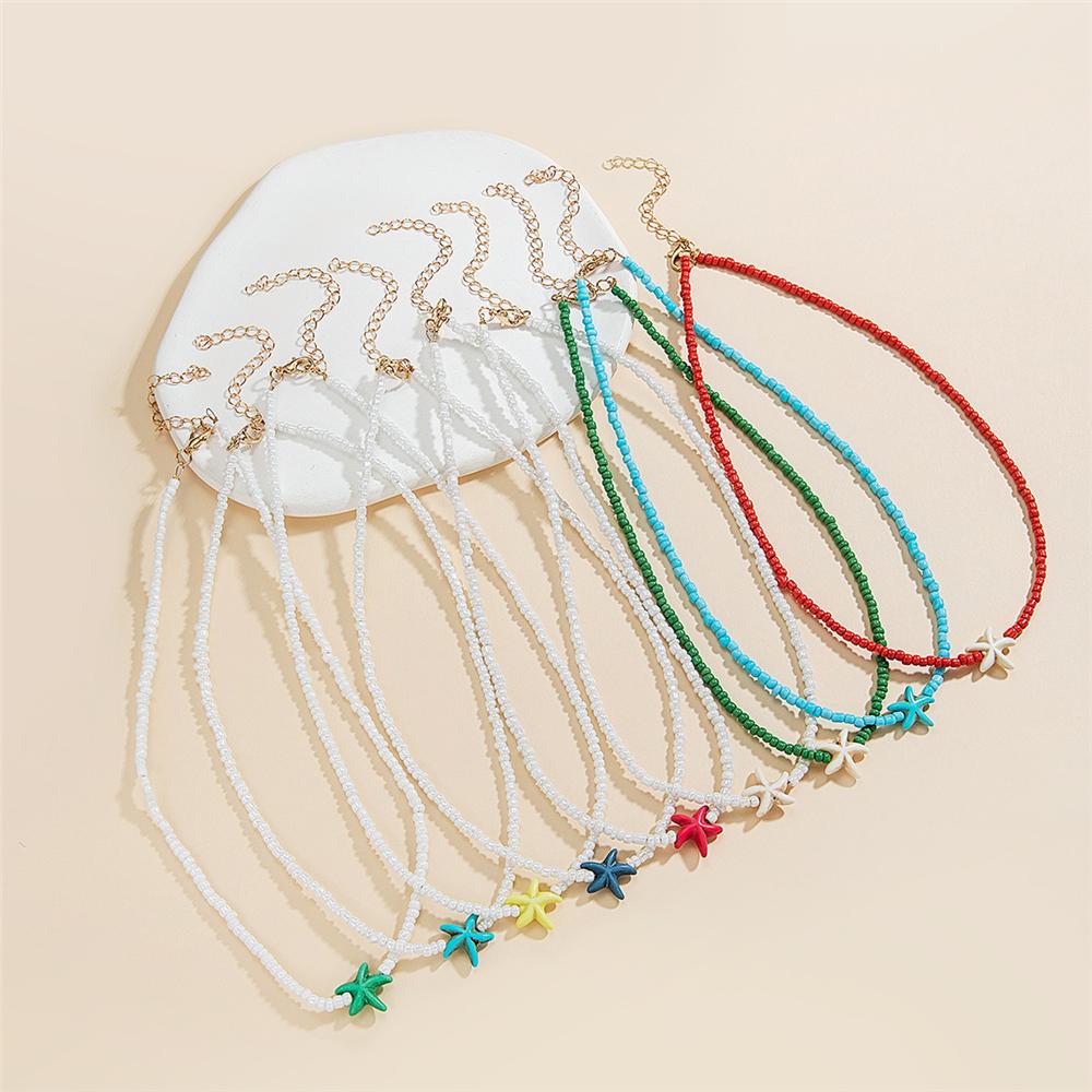 Bohemian Shell Choker Necklace Short Beaded Neck Chain Handmade Necklace  for Women