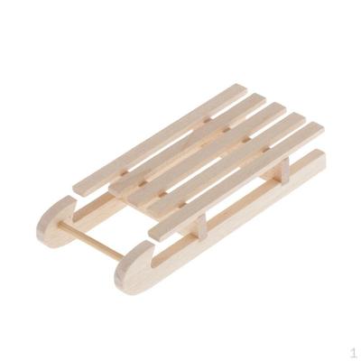 1/12 Dollhouse Unfinshed DIY Wooden Toboggan Sled Garden Outdoor Decor, Natural