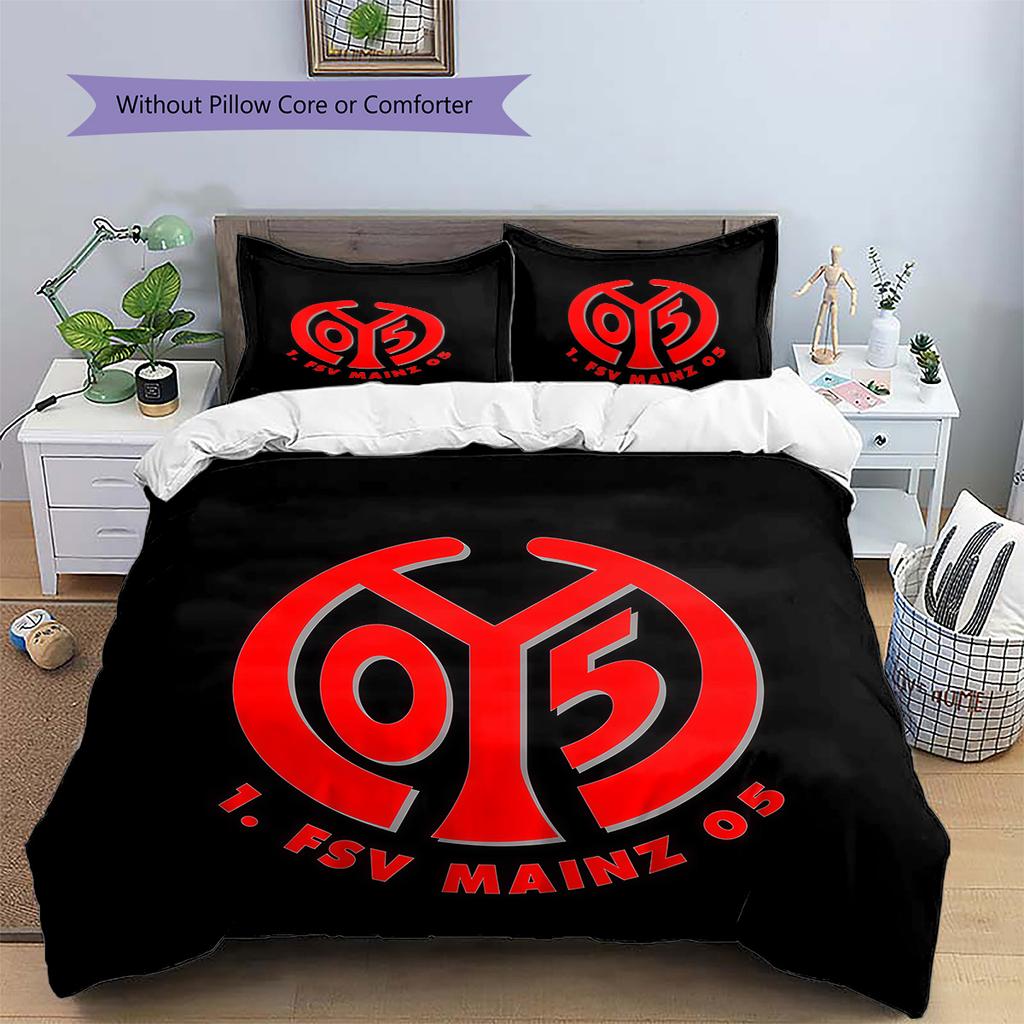 FSV Mainz 05 Pattern Bedding Quilt Set Home Decoration Gift (1 * duvet cover + 2 * pillowcase without core)