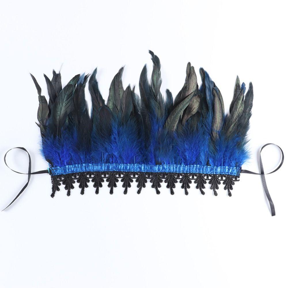 Luxury Cosplay Props Stage Performance Party Costume Necklace Lace Collar Feather Choker Neck Wrap
