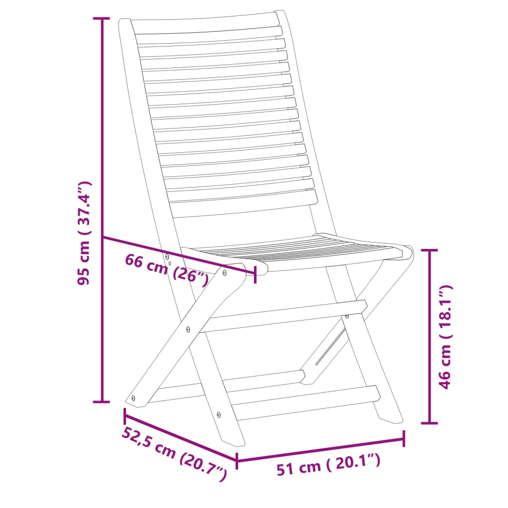 Garden Chairs 6 pcs Foldable 51 x 66 x 95 cm Solid Acacia Wood