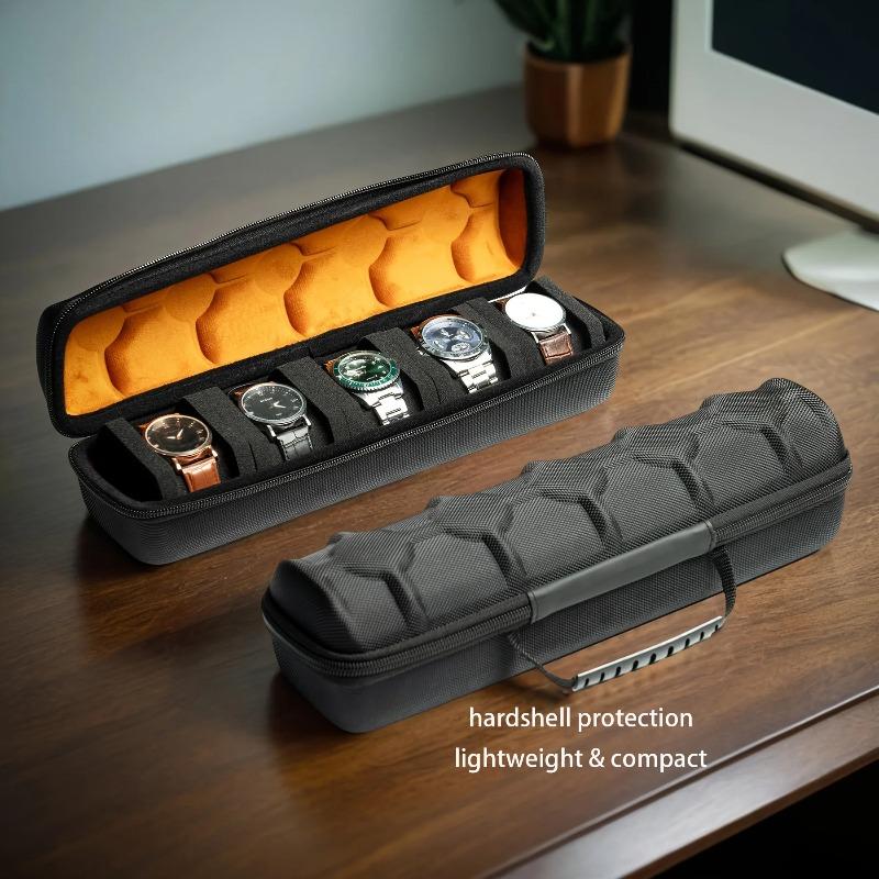 Portable Watch Storage Bag, Travel Watch Box, with Hard Shell Protector, Multiple Compartments, Suitable for Home and Travel Use