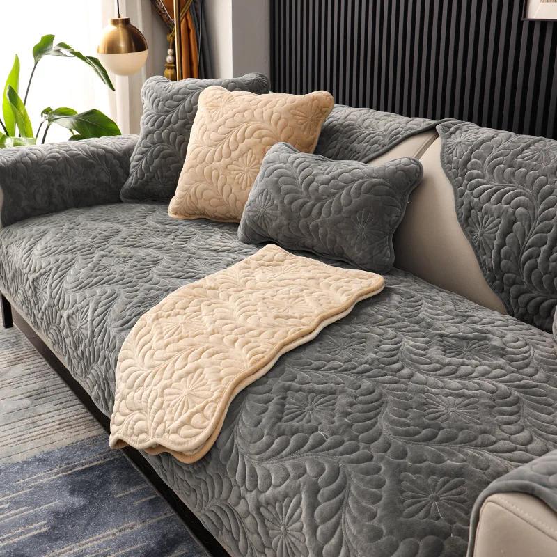 Zimní polštář na pohovku Moderní kombinace univerzální univerzální potah na pohovku protiskluzový holandský krátký sametový jednoduchost potah na pohovku polštář