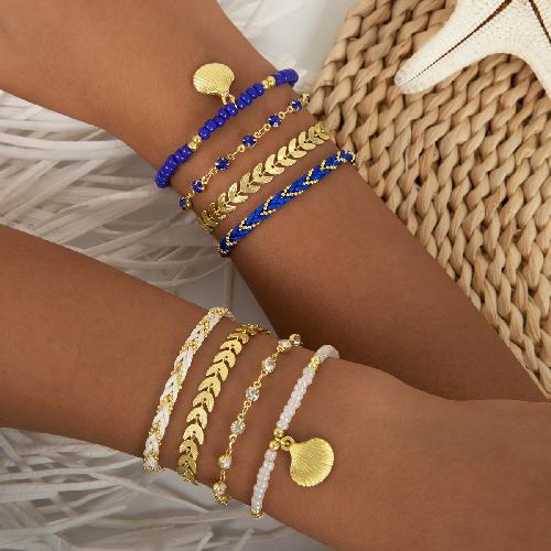 Bohemian Style Rice Bead Shell Multi-layer Bracelet Ethnic Style Rope Braided Bracelet