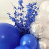 125Pcs blue, white, silver latex balloon set suitable for birthday parties, weddings, Valentine's Day party decorations