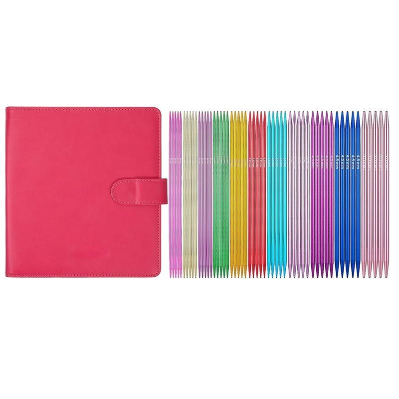 ABBP-Double Point Knitting Needles Set 55 Pcs 6 Inch Aluminum Knitting Needles 11 Size Multicolor Straight Knitted Needle