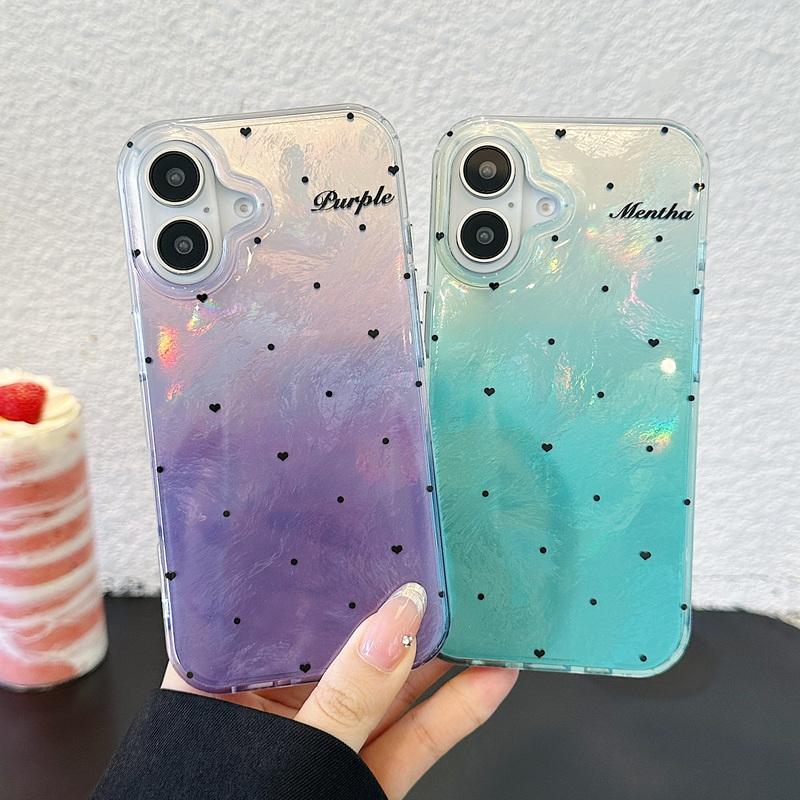 

Для iPhone 16 Pro 15 14 13 12 Pro Max 11 ударопрочный градиентный чехол Love Hearts Wave Point цветной тонкий чехол для телефона Imd iPhone 16 светло-синий