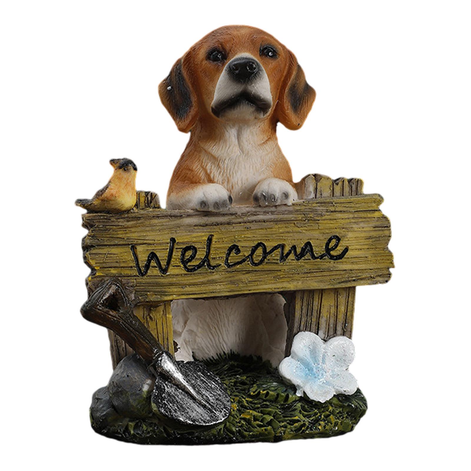 

Garden Dog Statue Dog Figurine Welcome Dog Resin Crafts Puppy Statue Tabletop