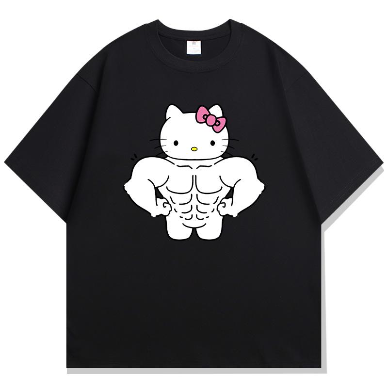 

Hello Kitty Pink Muscle Cartoon Pattern Womens Summer Tshirt 100 Cotton Material Suitable for Daily Casual and Sporty Outfits S