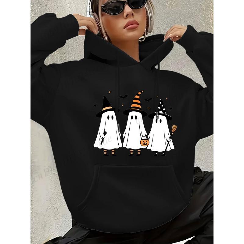 Hoodie for Women THE BOO CREW Halloween Family Matching Outfits Pastel Halloween Rainbow Ghost Print Pumpkin Graphic Sweatshirt