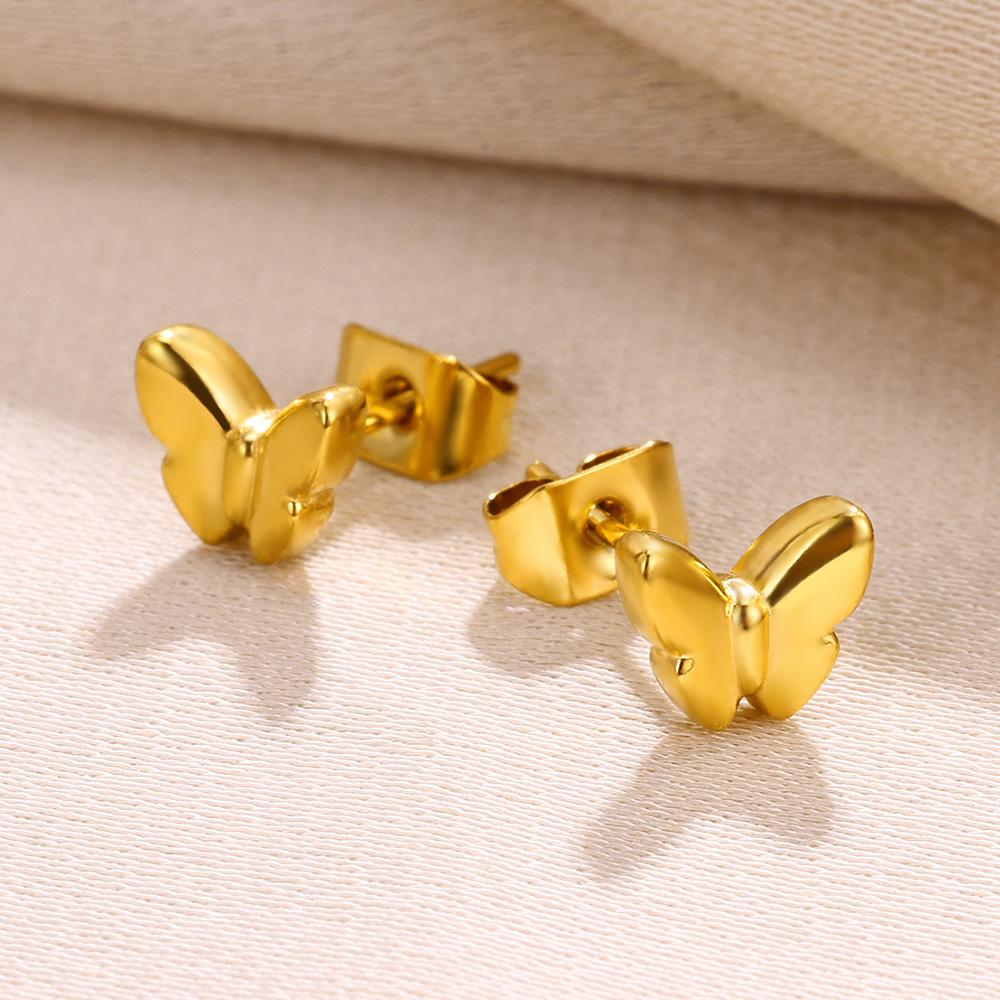 Vintage Heart Stainless Steel Earrings for Women Retro Gold Plated Waterproof Stud Earring Cute Piercing Ear Jewelry Gifts Bff