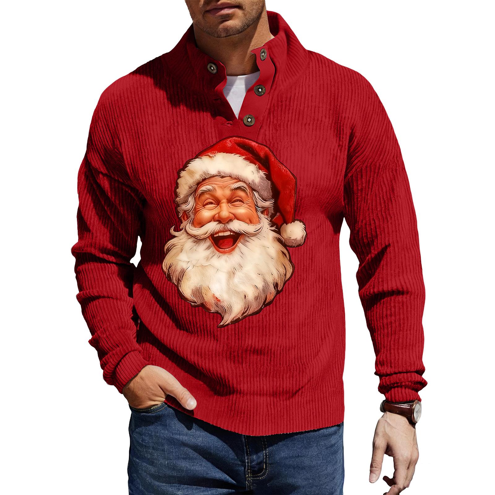 

Men s Christmas Print Corduroy Button-Down Shirt L