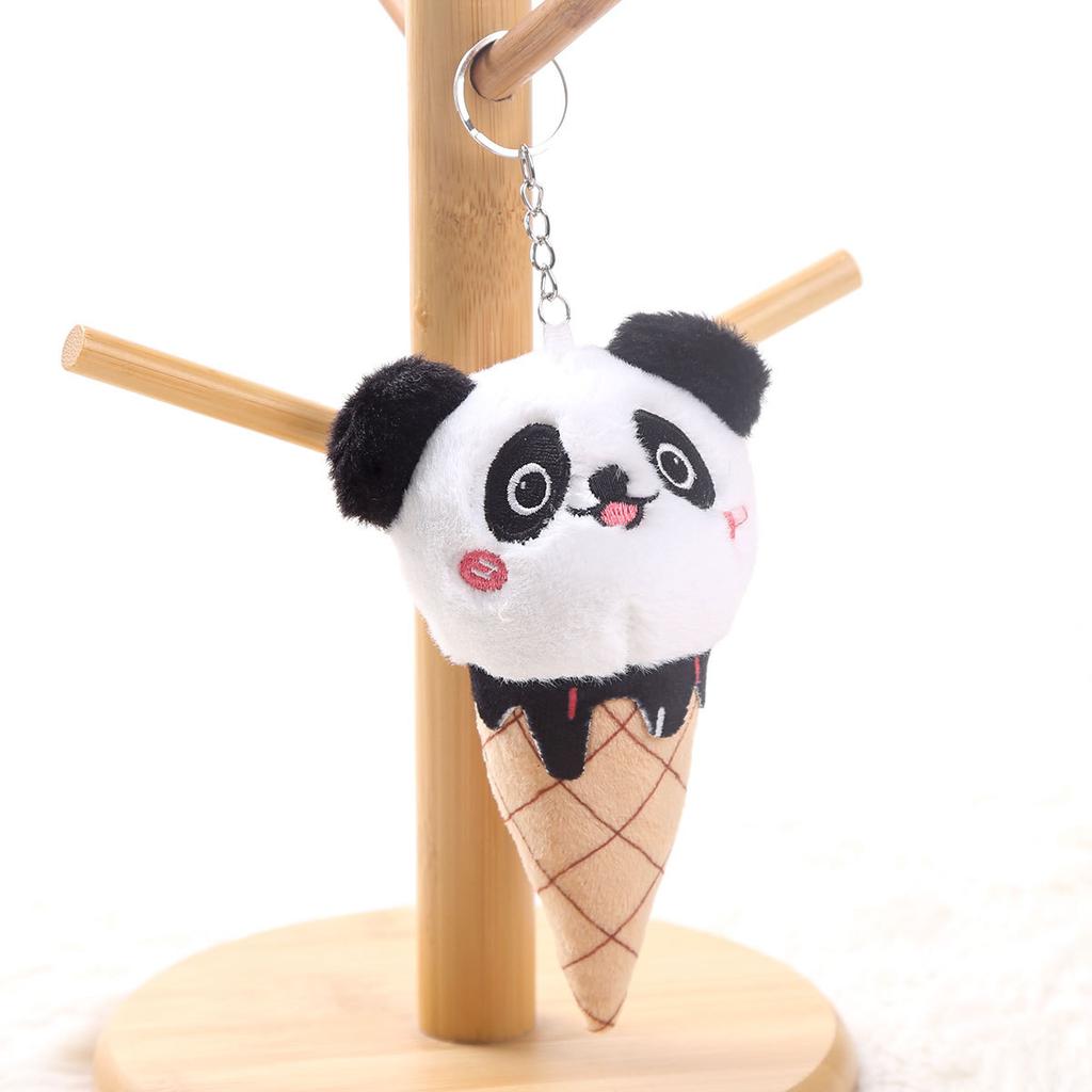 Panda Ice Cream Pendant Plush Keychain Cone Panda Doll Bag Pendant Doll Doll Gift