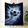 Soccer Ball with Dynamic Water Splash On a Dark Background. for All Seasons Blanket Lunch Break Throw Gift