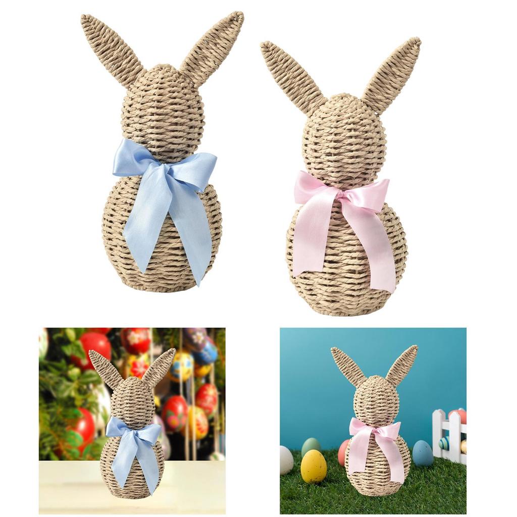 Woven Easter Bunny Ornament, Centerpiece, Gift Cute, Easter Decoration, Rabbit Decor, Desktop Decor for Holiday, Living Room