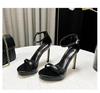 2025 new SW word with high heels waterproof table black catwalk Internet celebrity sexy versatile stiletto sandals women