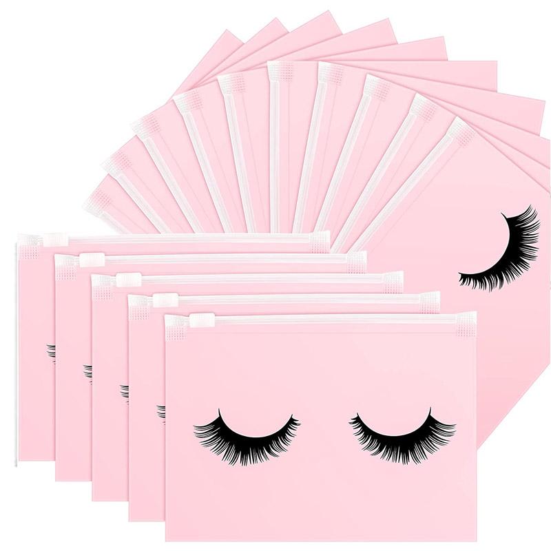 50 Stück/Set Wimpern-Nachpflegebeutel Wiederverwendbare Plastik-Make-up-Taschen Toiletten-Reiseaufbewahrungstasche Eva-Make-up-Beutel Kosmetik mit Reißverschluss