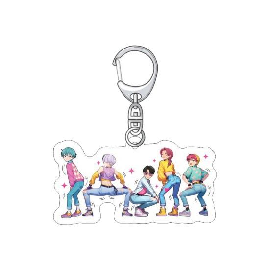 Keychain Pendant 3D Idol Group Design Portable Acrylic Keychain with Metal Lobster Clasp Waterproof Scratch-Proof Key