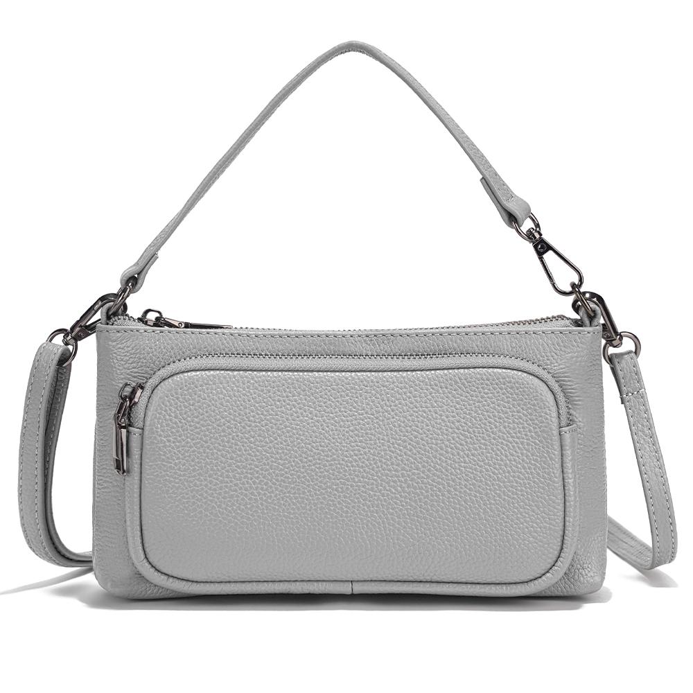 Zency Women's Minimalistic Shoulder Bag Crossbody Multi-pockets Leather Handbag