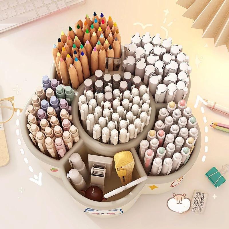 360 ° Rotating Pen Holder Multifunctional Office Desk Organizer Suitable for Makeup Pens and Student Stationery Children Gifts