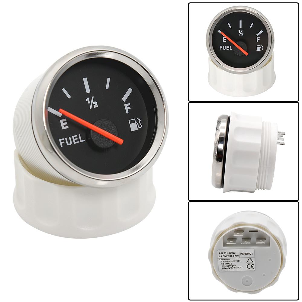 Red Light 2" 52mm Fuel Level Gauge with Stainless Steel Fuel Level Sensor 0~190 ohm For Auto Car Boat Yacht Marine 12V 24V