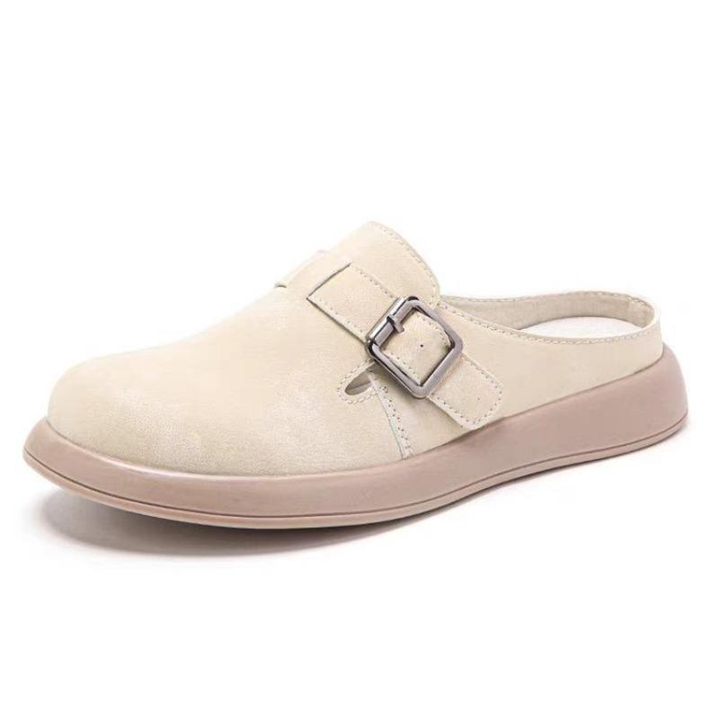 Fashion 2025 Hot Sale Women's Shoes Closed Toe Women's Slippers Fashion Belt Buckle Casual Slippers Women New Plus Size Flat Slippers