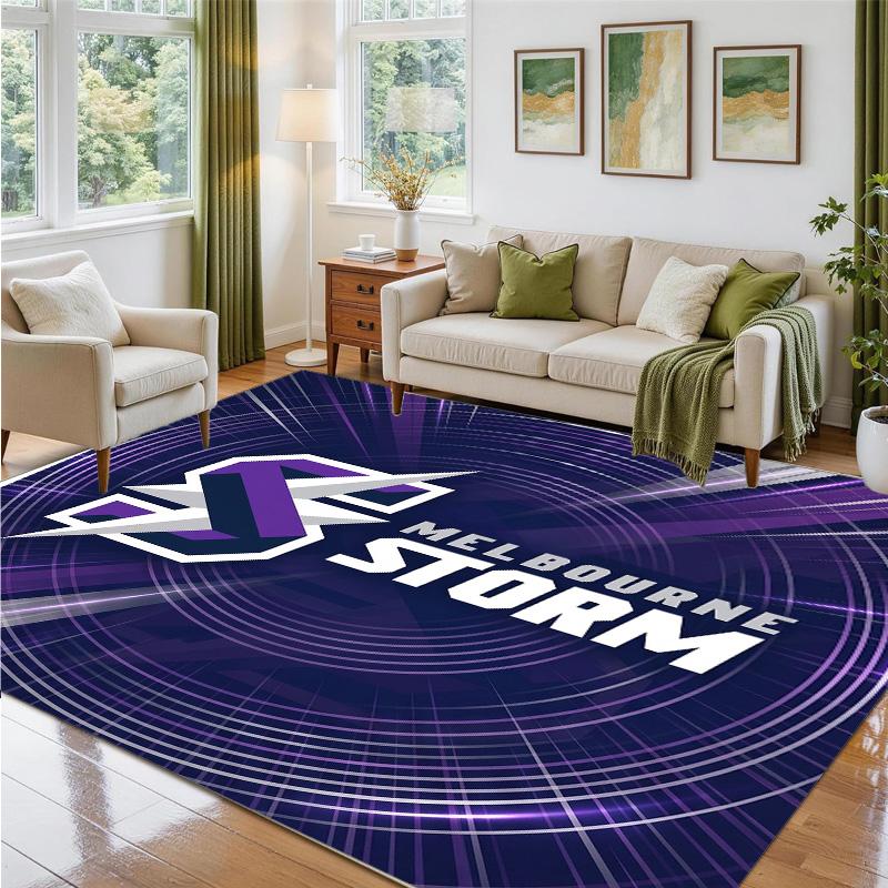 Melbourne Storm Design Crystal Velvet Rug Soft Decorative Mat for Bedroom Entrance