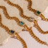 MamacitaSlay High Quality Gold Plated Cuban Chain AAA Zircon Necklaces Bracelets Stainless Steel Waterproof Jewelry for Women