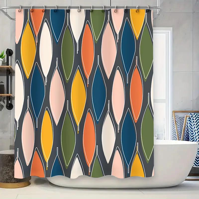 Modern Geometric Shower Curtain with Vibrant Colors Perfect for Bathroom Decor