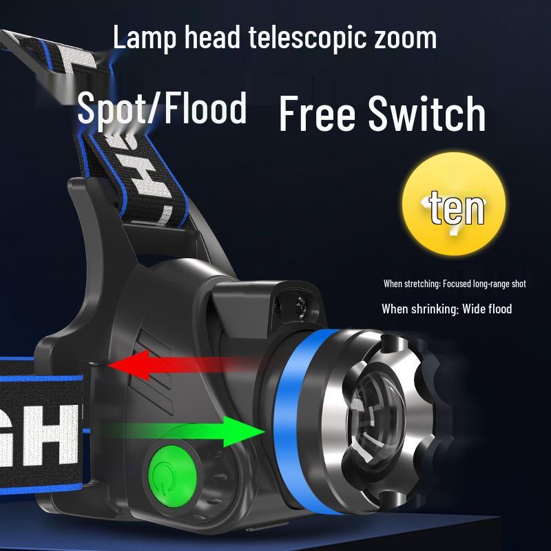 Rechargeable LED Headlamp for Bulls - Super Bright, Long Throw, Induction and Head-Mounted; Ideal for Fishing and Mining.