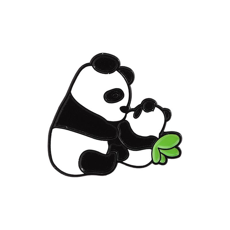 Panda Mom Hugging Baby Panda Brooch with Butterfly Wings
