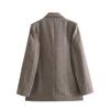 Autumn and Winter Women's Herringbone Twill Straight Suit Jacket Flap Pocket Decoration Casual and Loose