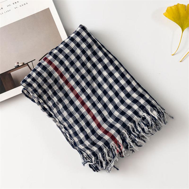 Fashion Plaid Cotton Linen Women's Scarves Autumn Winter Warm Neckerchief Pashmina Casual Small Lattice Tassel Bufandas Shawls