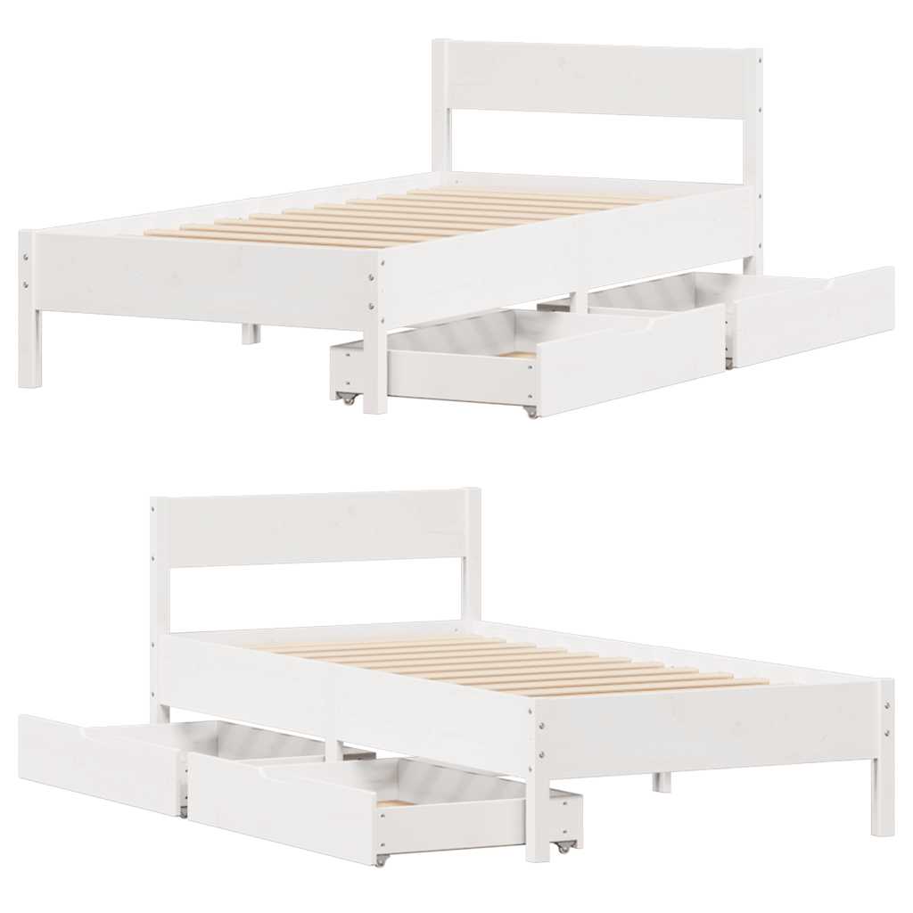 Solid Wood Bed without Mattress White 75 x 190 cm Pine Wood
