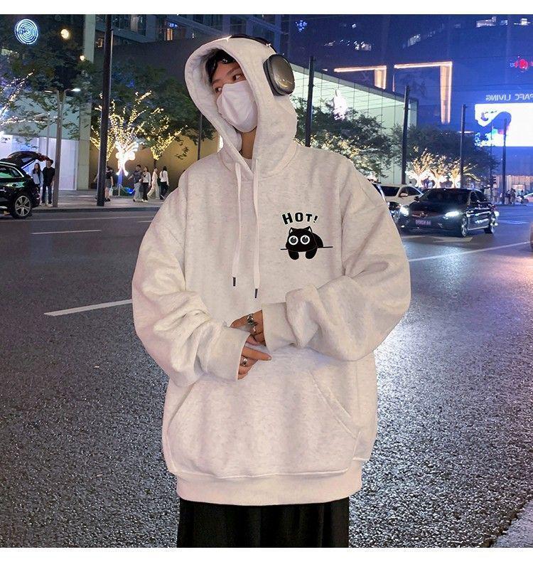 Men's Trendy High Street Hoodie: New 2025 Autumn/Winter Velvet Loose Fit Teen Jacket