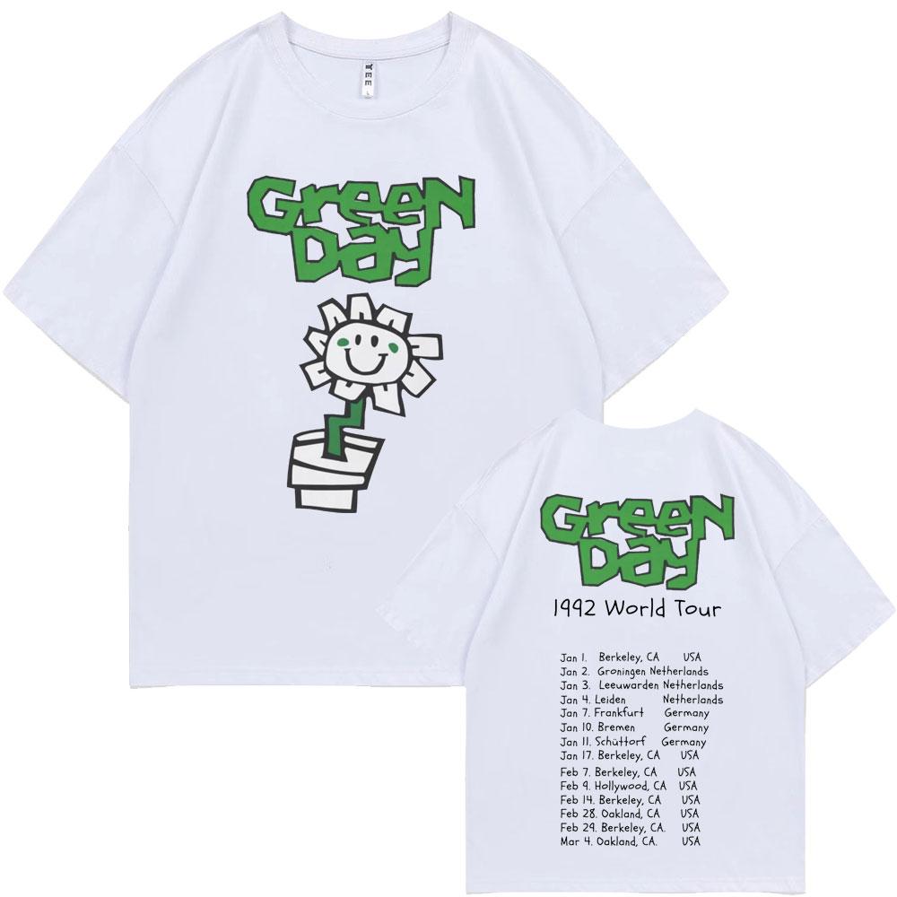 

Best Famous Punk Band Green Day 1992 World Tour T Shirts Men Vintage Gothic Rock Tshirt Male Cotton Casual Oversized T-shirts S