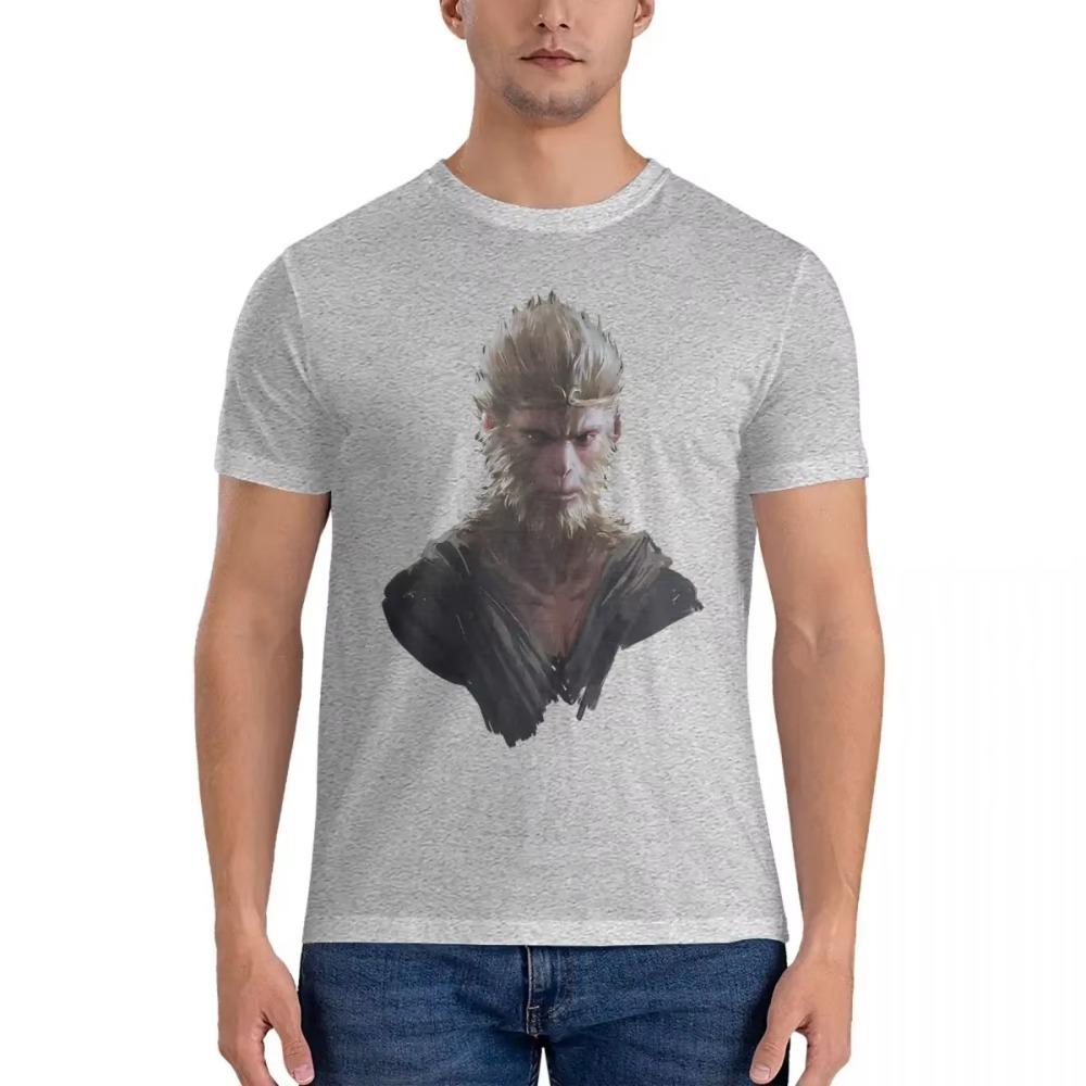 

Футболка Global Popular Games для мужчин, 100% хлопок, потрясающие футболки с круглым воротом, черные, миф: Футболка Wukong с коротким рукавом XXXXXL серый