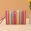 Internet Celebrity Fashion Rainbow Woven Bag Women's Summer New Clutch Bag Change Bag Small Fresh Foreign Style Women's Bag